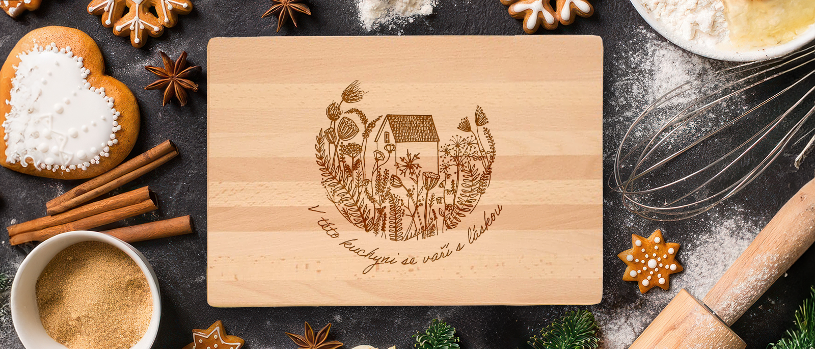 Dárkové bambusové prkénko s gravírováním Pán Kuchyně 1